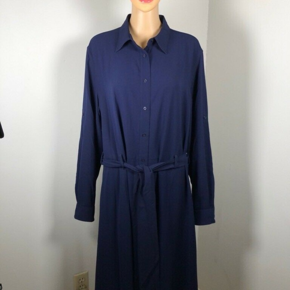 Lauren Ralph Lauren Womens Shirt Dress Navy Blue L
